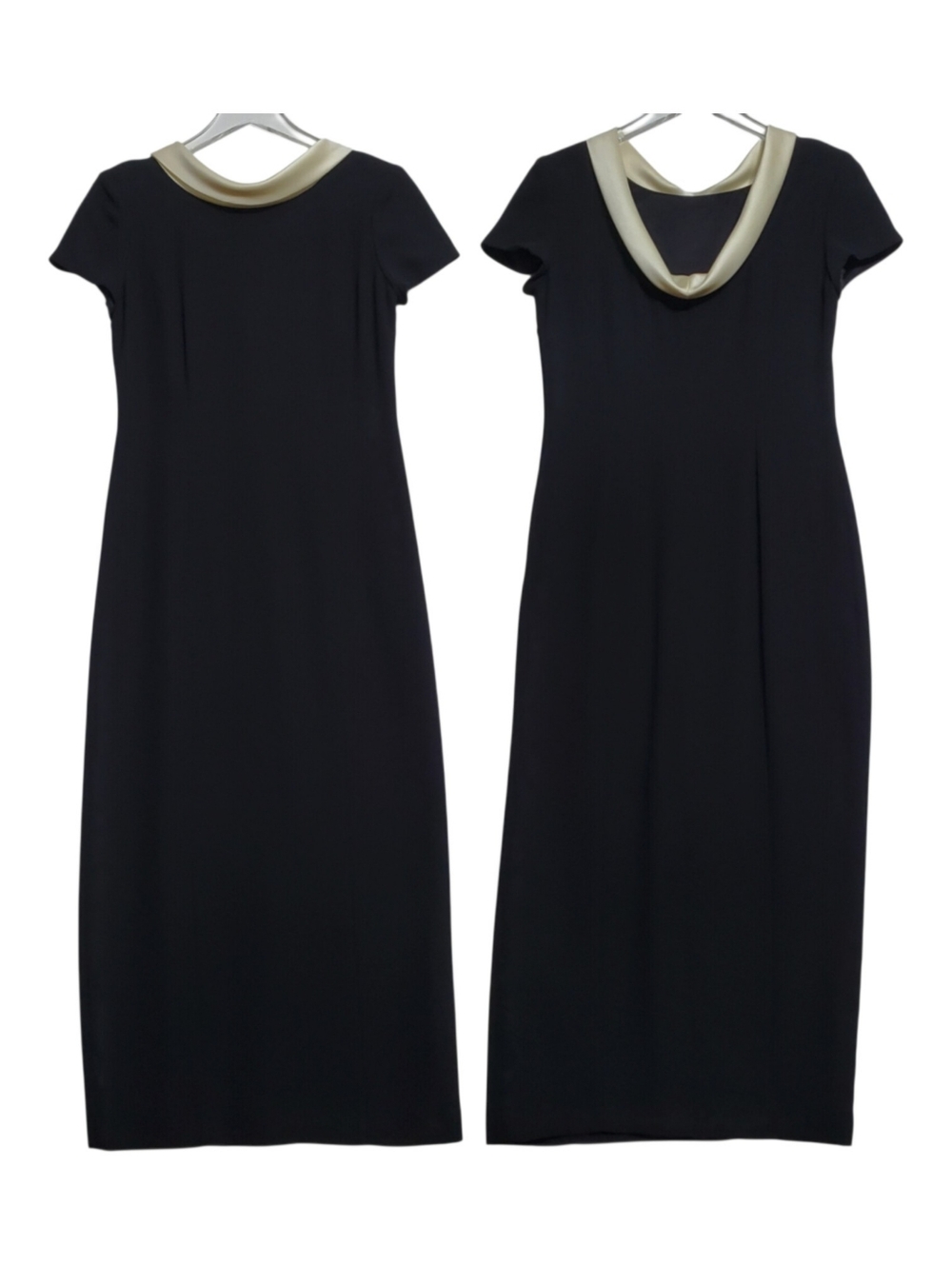 Talbots sz 4 vintage maxi dress black short sleeves satin crepe y2k staple piece